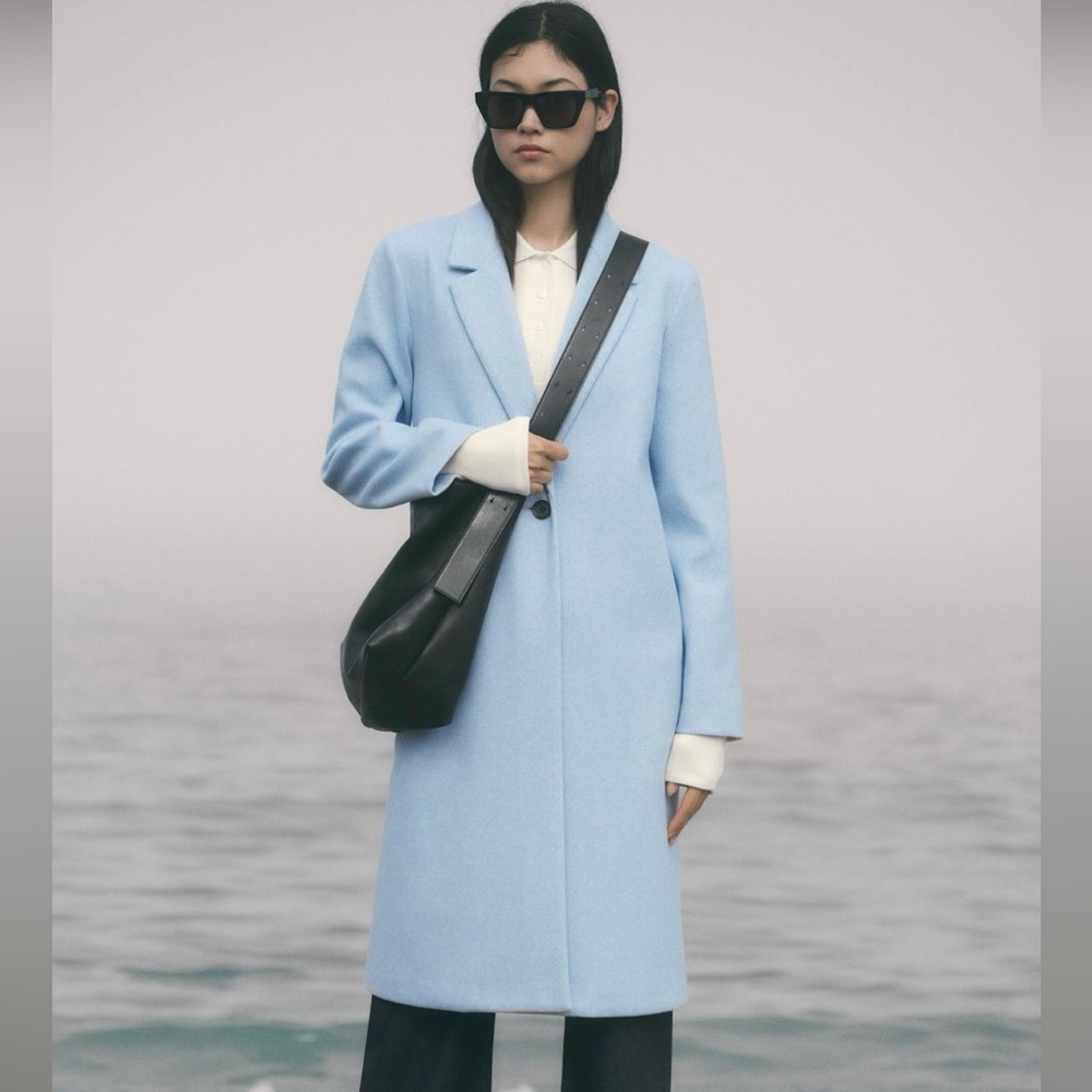 Zara Blue Soft Buttoned Coat NWT 5070/660